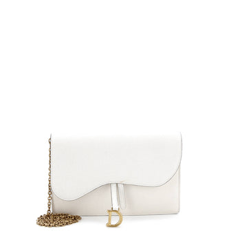 Christian Dior Saddle Chain Clutch Leather
