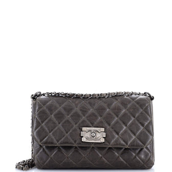 Chanel Boy Clasp Chain Bag Quilted Aged Calfskin Medium