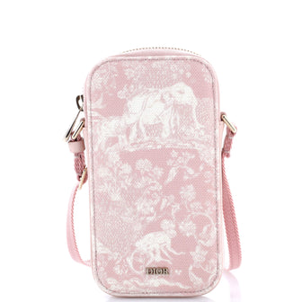 Christian Dior Zip Phone Holder Crossbody Bag Printed Canvas and Leather
