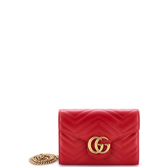 Gucci GG Marmont Chain Wallet Matelasse Leather Mini