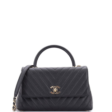Chanel Coco Top Handle Bag Chevron Caviar Small