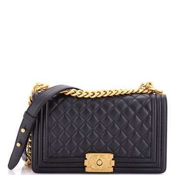 Chanel Boy Flap Bag Quilted Lambskin Old Medium