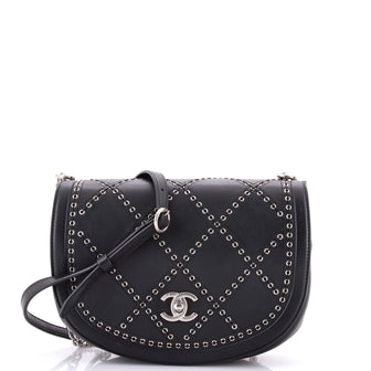 Chanel Coco Eyelets Round Flap Bag Quilted Calfskin Small