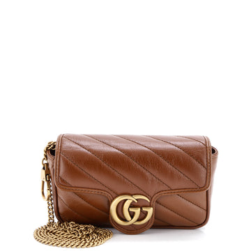 Gucci GG Marmont Flap Bag Diagonal Quilted Leather Super Mini
