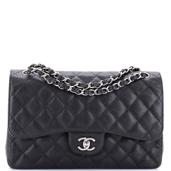 Chanel Classic Double Flap Bag Quilted Caviar Jumbo
