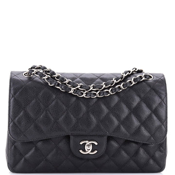 Chanel Classic Double Flap Bag Quilted Caviar Jumbo