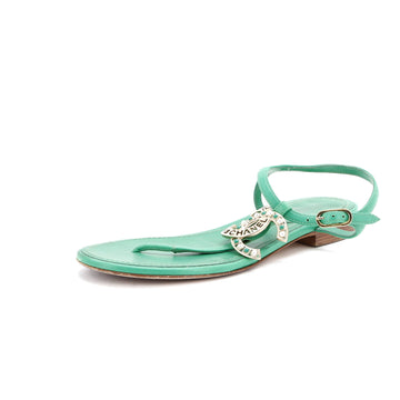 Chanel Women's CC T-Strap Sandals Leather
