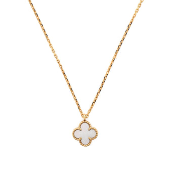 Van Cleef & Arpels Sweet Alhambra Pendant Necklace 18K Yellow Gold and Mother of Pearl