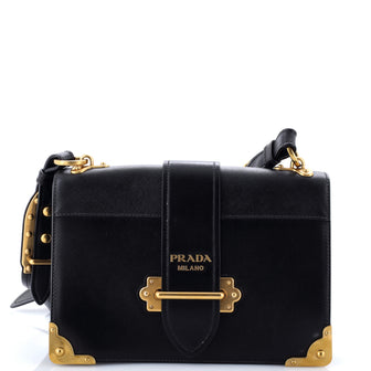 Prada Cahier Crossbody Bag Leather and Saffiano Leather Large