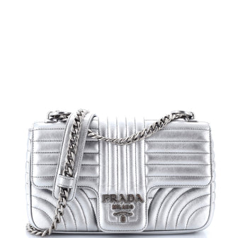 Prada Chain Flap Shoulder Bag Diagramme Quilted Leather Medium