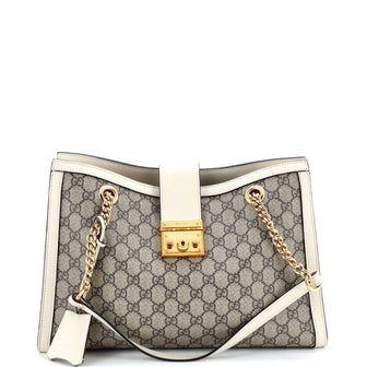 Gucci Padlock Chain Tote GG Coated Canvas with Leather Medium