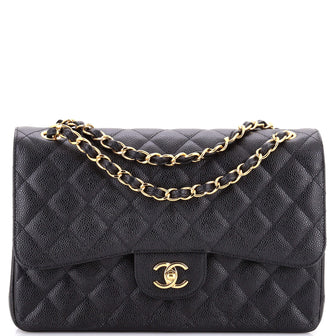 Chanel Classic Double Flap Bag Quilted Caviar Jumbo