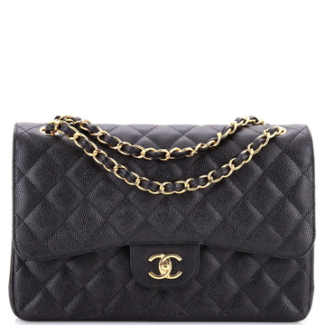 Chanel Classic Double Flap Bag Quilted Caviar Jumbo