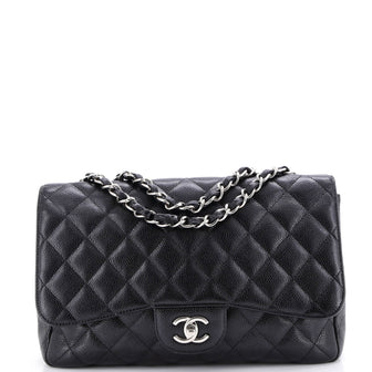 Chanel Classic Single Flap Bag Quilted Caviar Jumbo