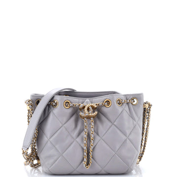 Chanel Crush on Chains Drawstring Bucket Bag Quilted Lambskin
