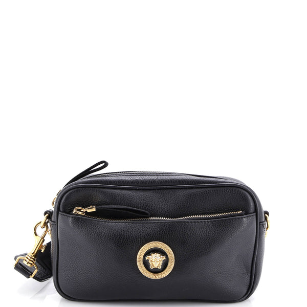 Versace Medusa Front Pocket Camera Bag Leather Small Black 3665511