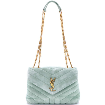 Saint Laurent Loulou Shoulder Bag Matelasse Chevron Suede Small