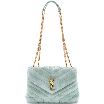 Saint Laurent Loulou Shoulder Bag Matelasse Chevron Suede Small