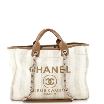 Chanel Deauville Tote Striped Mixed Fibers Medium