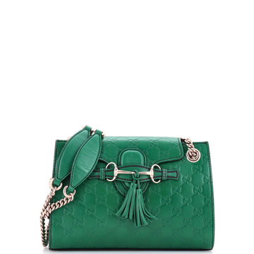 Gucci Emily Chain Flap Shoulder Bag Guccissima Leather Small