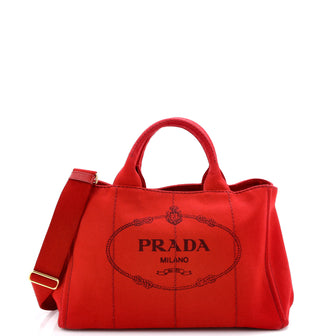 Prada Canapa Convertible Tote Canvas Large