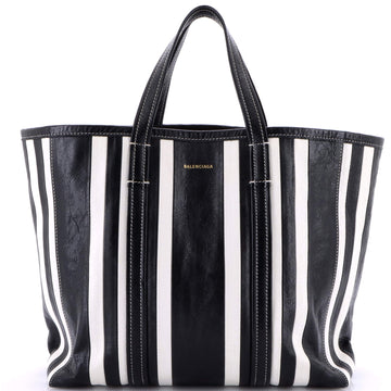 Balenciaga Barbes East West Shopper Tote Striped Leather Medium