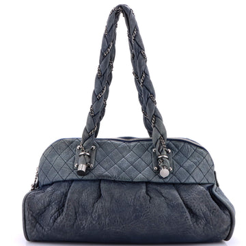 Chanel Lady Braid Zip Shoulder Bag Quilted Distressed Lambskin Large