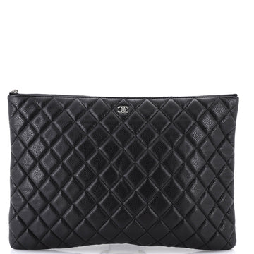 Chanel O Case Clutch Quilted Caviar Large