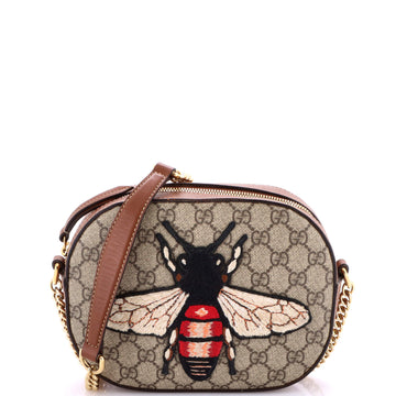 Gucci Chain Crossbody Bag Embroidered GG Coated Canvas Mini