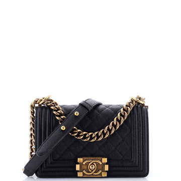 Chanel Boy Flap Bag Quilted Caviar Small