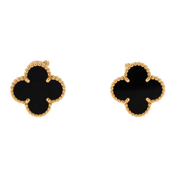 Van Cleef & Arpels Vintage Alhambra Earrings 18K Yellow Gold and Onyx