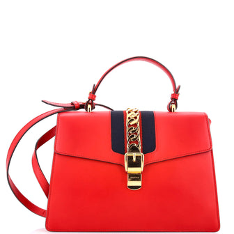 Gucci Sylvie Top Handle Bag Leather Medium