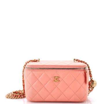 Chanel Pearl Crush Vanity Case with Chain Quilted Lambskin Small