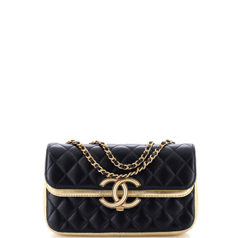 Chanel CC Chic Double Flap Bag Quilted Lambskin Small