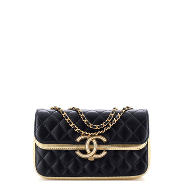 Chanel CC Chic Double Flap Bag Quilted Lambskin Small