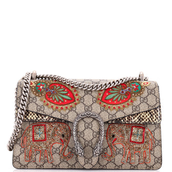 Gucci Dionysus Bag Embroidered GG Coated Canvas with Python Small