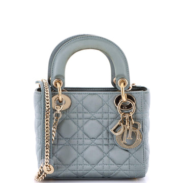 Christian Dior Lady Dior Bag Cannage Quilt Satin with Crystal Charms Mini