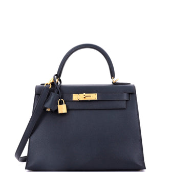 Hermes Kelly Handbag Black Epsom with Gold Hardware 28