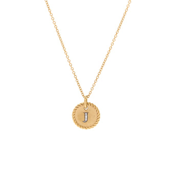 David Yurman Initial Charm Pendant Necklace 18K Yellow Gold with Diamonds