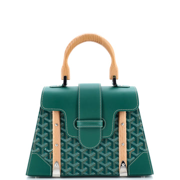 Goyard Saigon Top Handle Bag Coated Canvas with Leather PM