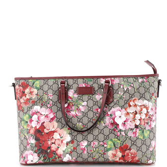 Gucci Convertible Zip Tote Blooms Print GG Coated Canvas Large
