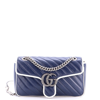 Gucci GG Marmont Flap Bag Diagonal Quilted Leather Small