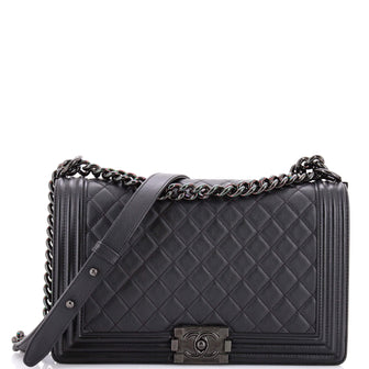 Chanel So Black Boy Flap Bag Quilted Lambskin New Medium