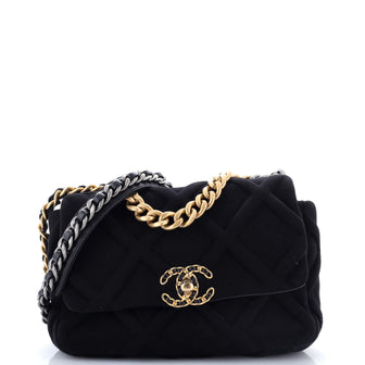 Chanel 19 Flap Bag Quilted Jersey Medium