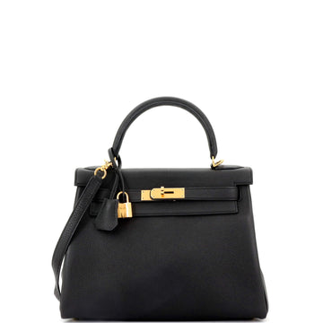Hermes Kelly Handbag Black Togo with Gold Hardware 28