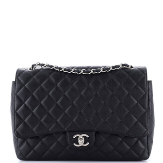 Chanel Classic Double Flap Bag Quilted Caviar Maxi