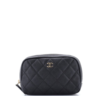 Chanel Curvy Cosmetic Pouch Quilted Caviar Small