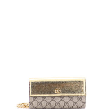 Gucci GG Marmont Continental Chain Wallet GG Coated Canvas and Leather