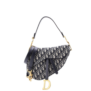 Christian Dior Saddle Handbag with Strap Oblique Canvas Medium