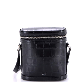 Celine Vertical Zip Messenger Crocodile Embossed Leather